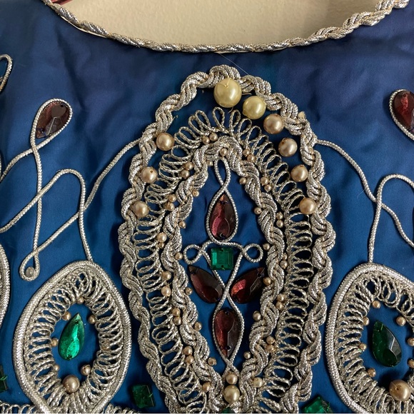 Vintage Handmade Embellished Cloak Coat Royal Blue - Picture 16 of 16